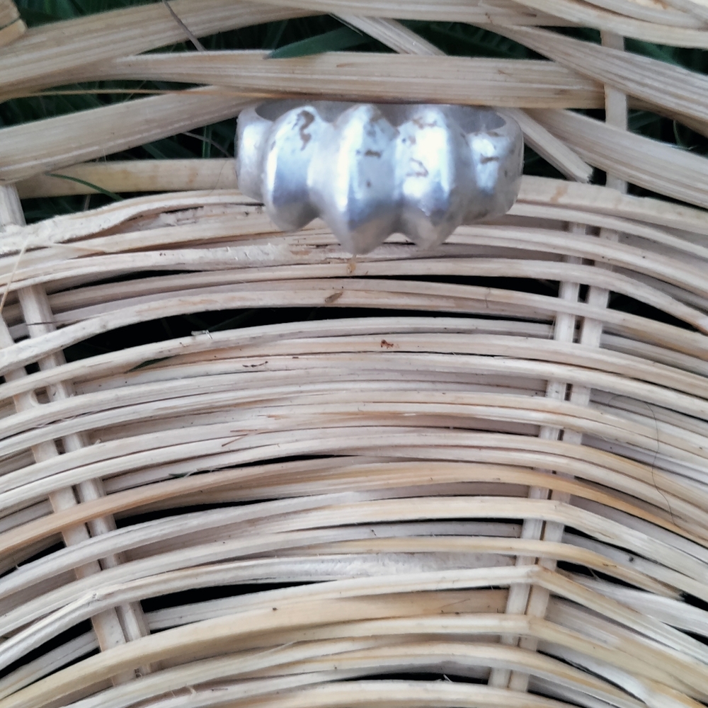 Silver-Tone Textured Dome Ring